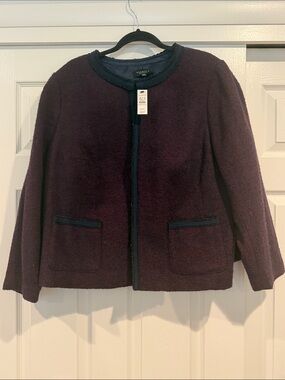 Talbots Plum Round-Neck Bouclé Jacket